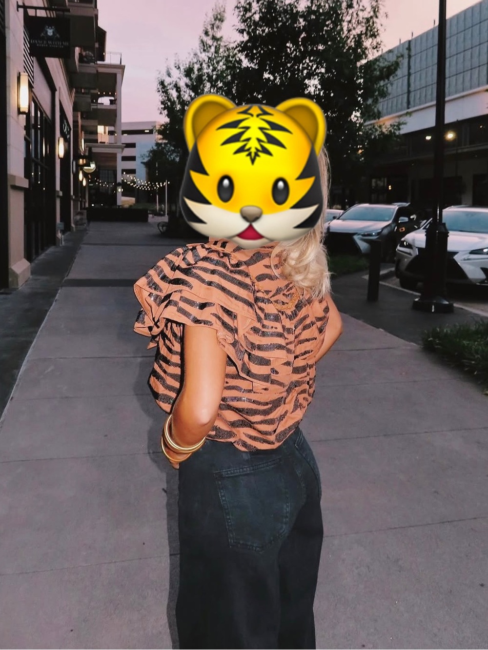 Queen of Sparkles Tiger Print Ruffle Top, Small
